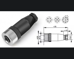 Раъем M12 4P на кабель IP67 (мама)